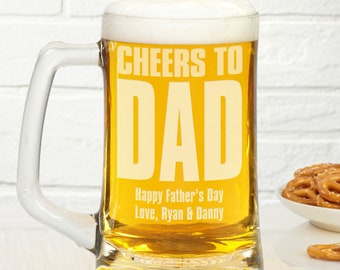 Cheers To Dad Personalized 25oz. Beer Mug, Gifts for Dad, Fathers Day Gifts, Personalized Gifts for Dad, Beer Gifts, Gifts for Men