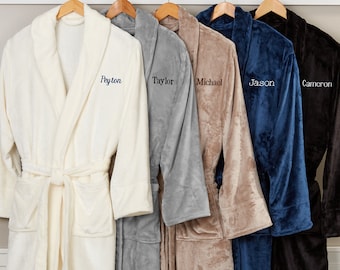 Just For Him Embroidered Luxury Fleece Robe, Gifts for Him, Father's Day Gifts, Personalized Robe, Valentines Day Gift, Christmas Gifts