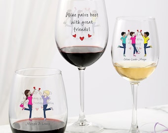 Cheers to Friendship philoSophie's® Personalized Wine Glass, Gifts for Wine Lovers, Gifts for Her, Gifts for Friends, Personalized Gifts