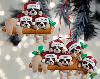 Sloth Family Personalized Ornament, Personalized Christmas Decor, Personalized Family Gifts, Sloth Ornament, Couples Ornament