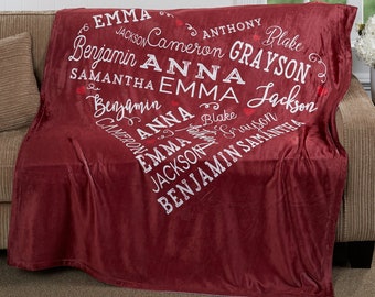 Close To Her Heart Personalized Blanket, Personalized Gifts for Her, Gifts for Mom, Grandma Gifts. Mother's Day Gifts, Custom Throw Blankets