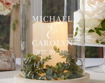 Moody Chic Personalized Wedding Hurricane Candle Holder, Personalized Wedding Decor, Personalized Wedding Gift, Personalized Home Decor