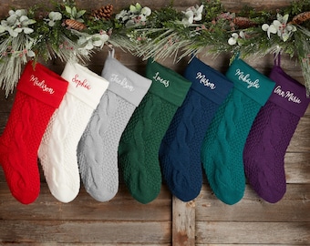 Cozy Cable Knit Personalized Christmas Stocking, Stockings for Christmas, Christmas Gifts, Custom Stockings, Personalized Holiday Stockings