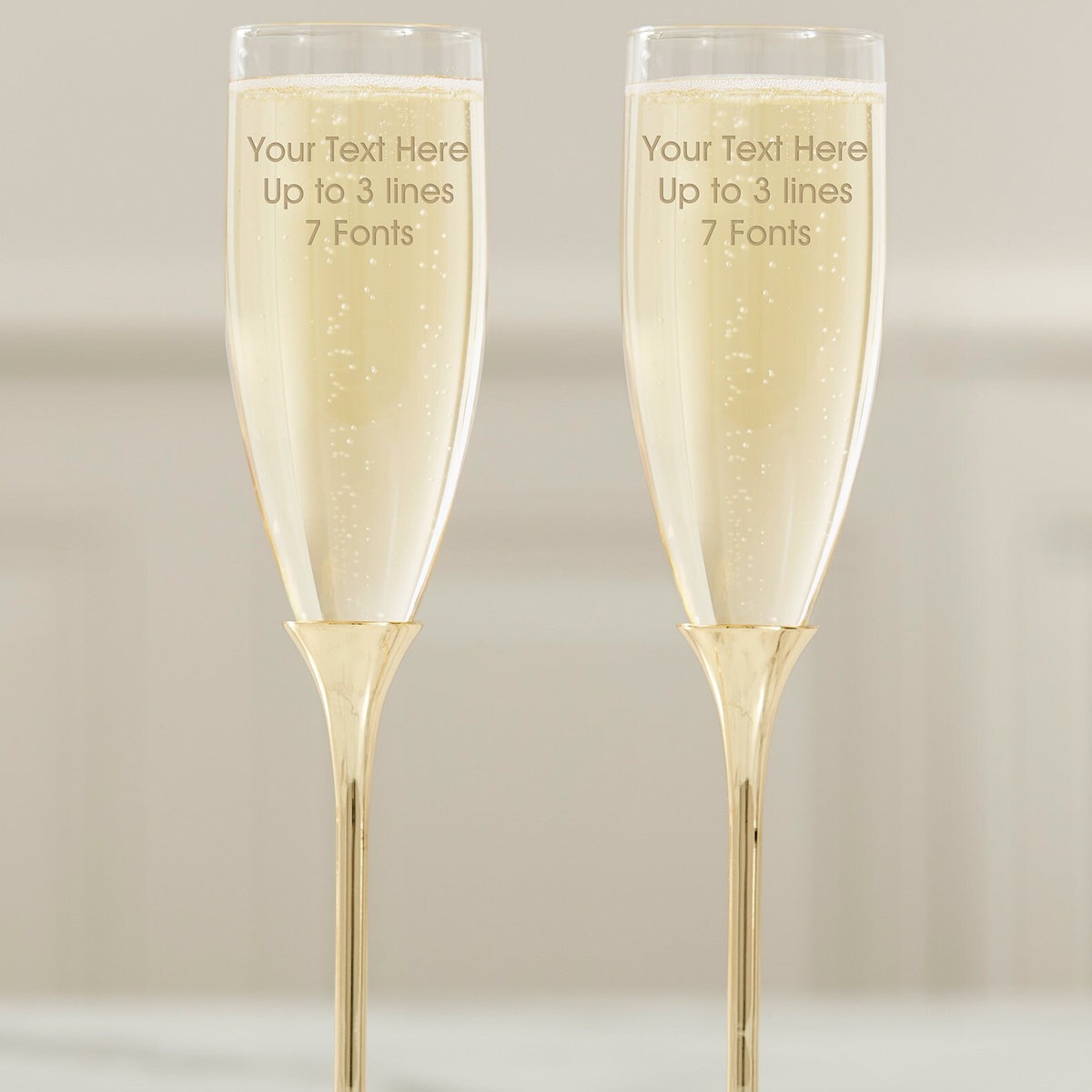 Personalized Gold Champagne Flute Set