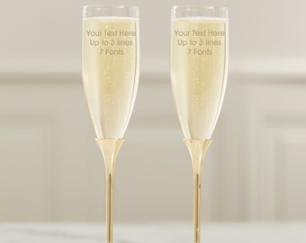Write Your Own Personalized Gold Flute Set, Personalized Wedding Gifts, Wedding Decor, Gifts for Couples, Mr and Mrs Gifts