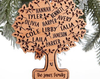 Family Tree Of Life Personalized Wood Ornament, Custom Family Ornaments, Gifts for Christmas, Custom Christmas Ornaments, Christmas Decor