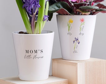 Birth Month Flower Personalized Mini Flower Pot, Personalized Gift for Her, Mother's Day Gift, Gift for Grandma, Flower Pot, Planter