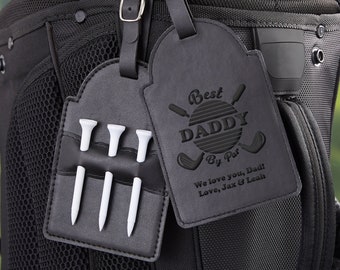 Best Dad By Par Personalized Leatherette Golf Bag Tag, Personalized Father's Day Gifts, Gifts for Dad, Golf Gifts for Men, Golf Gifts