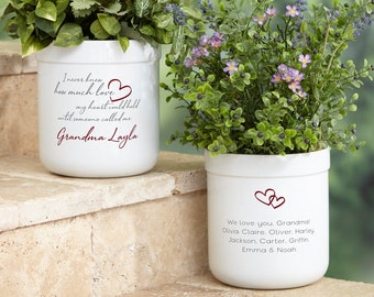 Grandparent Love Personalized Outdoor Flower Pot, Personalized Gift for Her, Mother's Day Gift, Gift for Grandma, Flower Pot, Potter Plant