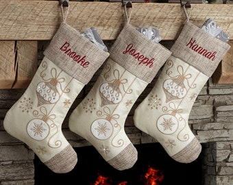Elegant Charm Personalized Christmas Stocking, Custom Christmas Stockings, Christmas Home Decor, Personalized Holiday Stockings, Family Gift