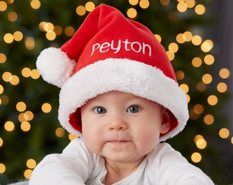 Baby Classic Fleece Personalized Santa Hat, Custom Santa Hats, Hats for Christmas, Embroidered Baby Santa Hat, Christmas Decor