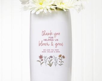 Love Blooms Here Personalized Ceramic Vase, Custom Flower Vase, Mother's Day Gift, Gift for Mom, Personalized Gifts for Mom