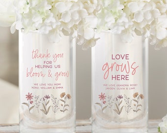 Love Blooms Here Personalized 7.5" Cylinder Vase for Mom, Custom Flower Vase, Mother's Day Gift, Gift for Mom, Personalized Gifts for Her