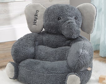 Embroidered Name Plush Elephant Kids Chair, Gifts for Kids, Kids Bedroom, Gifts for Kids, Kids Gift, Birthday Gift