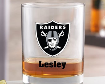 NFL Las Vegas Raiders Engraved Old Fashioned Whiskey Glass 
