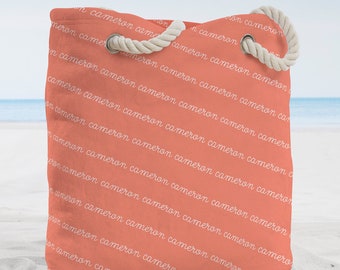 Playful Name Large Personalized Beach Bag, Personalized Name Tote Bag, Custom Tote Bags for Her, Beach Bag for Her, Summer Gift