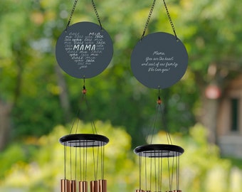 Grateful Heart Personalized Wind Chimes, Personalized Mother's Day Gifts, Gifts for Mom, Gifts for Grandma. Gifts for Her