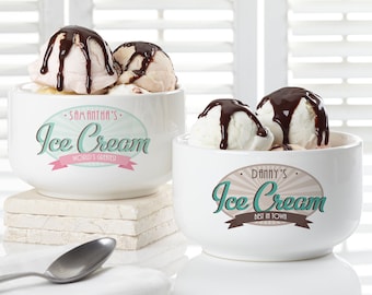 Ice Cream Shoppe Personalized 14 oz. Ice Cream Bowl, Personalized Gifts for Kids, Cereal Bowl, Snack Bowl, Kid Gifts, Stocking Stuffer