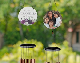 Floral Love For Grandma Personalized Wind Chimes, Personalized Mother's Day Gifts, Gifts for Mom, Gifts for Grandma