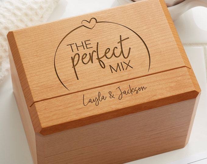 The Perfect Mix Personalized Recipe Box, Gifts for Mom, Gifts for Her, Valentine's Day, Mother's Day, Custom Recipe Box, Wood Recipe Box