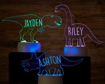 Dinosaur Personalized LED Sign, Kids Room Decor, Kids Birthday, Night Light for Kids, Dinosaur Light, Custom Night Light, Personalized Gift