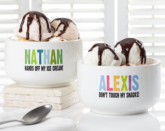 All Mine! Personalized 14 oz. Snack Bowl, Personalized Kitchen Gifts, Custom Bowl, Cereal Bowl, Stocking Stuffer, Kid Gifts