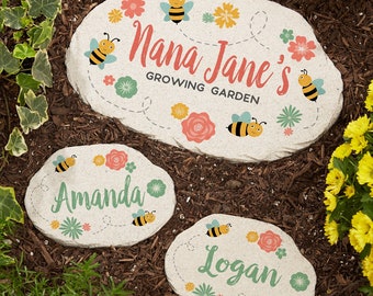 Grandma's Bee Happy Personalized Garden Stone, Personalized Gifts for Her, Mother's Day Gifts, Custom Gifts for Grandma