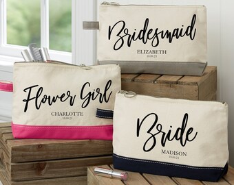 Classic Elegance Bridal Party Personalized Makeup Bag, Bridesmaid Gift, Bride To Be Gift, Mother of the Bride Gift