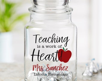 Inspiring Teacher Glass Candy Jar, Teacher Gifts, Teacher Thank You, Teacher Appreciation, Back To School, Personalized Gifts for Teacher