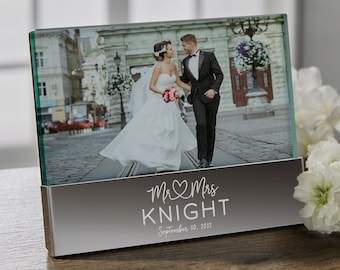 Infinite Love Engraved Wedding Glass Block Picture Frame, Wedding Gifts, Gifts for Couples, Mr and Mr Gift, Mrs and Mrs Gift