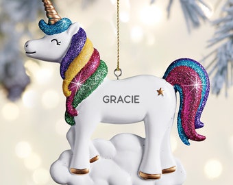 Unicorn Personalized Ornament, Ornaments for Her, Custom Christmas Ornaments, Ornaments for Girls, Christmas Decor