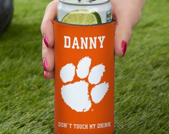 NCAA Clemson Tigers Personalized Slim Can Cooler, Gifts for Him, Sports Gifts for Him, Father's Day Gift, Personalized Gifts for Dad