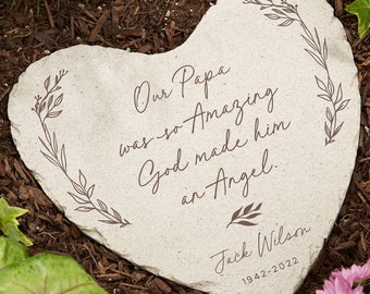 Personalized Memorial Heart Garden Stone – Sympathy Keepsake – Outdoor Decor