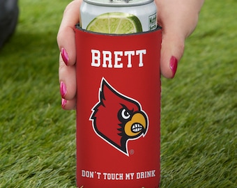 NCAA Louisville Cardinals Personalized Slim Can Cooler, March Madness Gift, Gifts for Him, Sports Gift, Father's Day Gift, Gifts for Dad