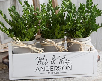 Stamped Elegance Personalized Wedding Decorative Wood Entry Table Box – Table Centerpiece – Wedding Centerpiece – Wedding Signage