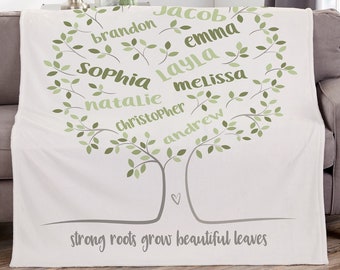 Family Tree Of Life Personalized Blanket, Gifts for Her, Gifts for Mom, Grandma Gifts, Mother's Day Gifts, Family Tree, Custom Blankets