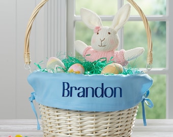 Personalized Light Blue Easter Basket with Liner, Easter Baskets, Easter Gifts, Easter Gifts for Kids, Personalized Easter Basket