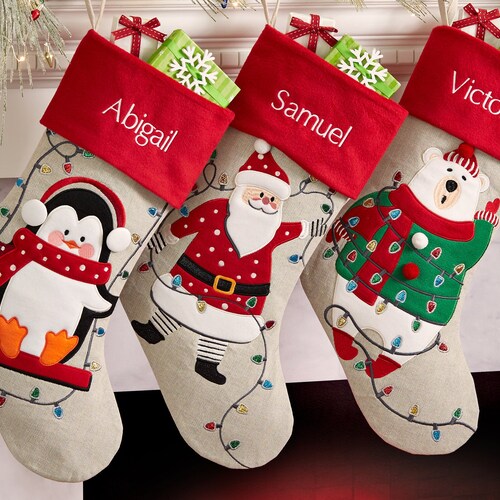 Christmas Lights Personalized Christmas Stocking Family Etsy