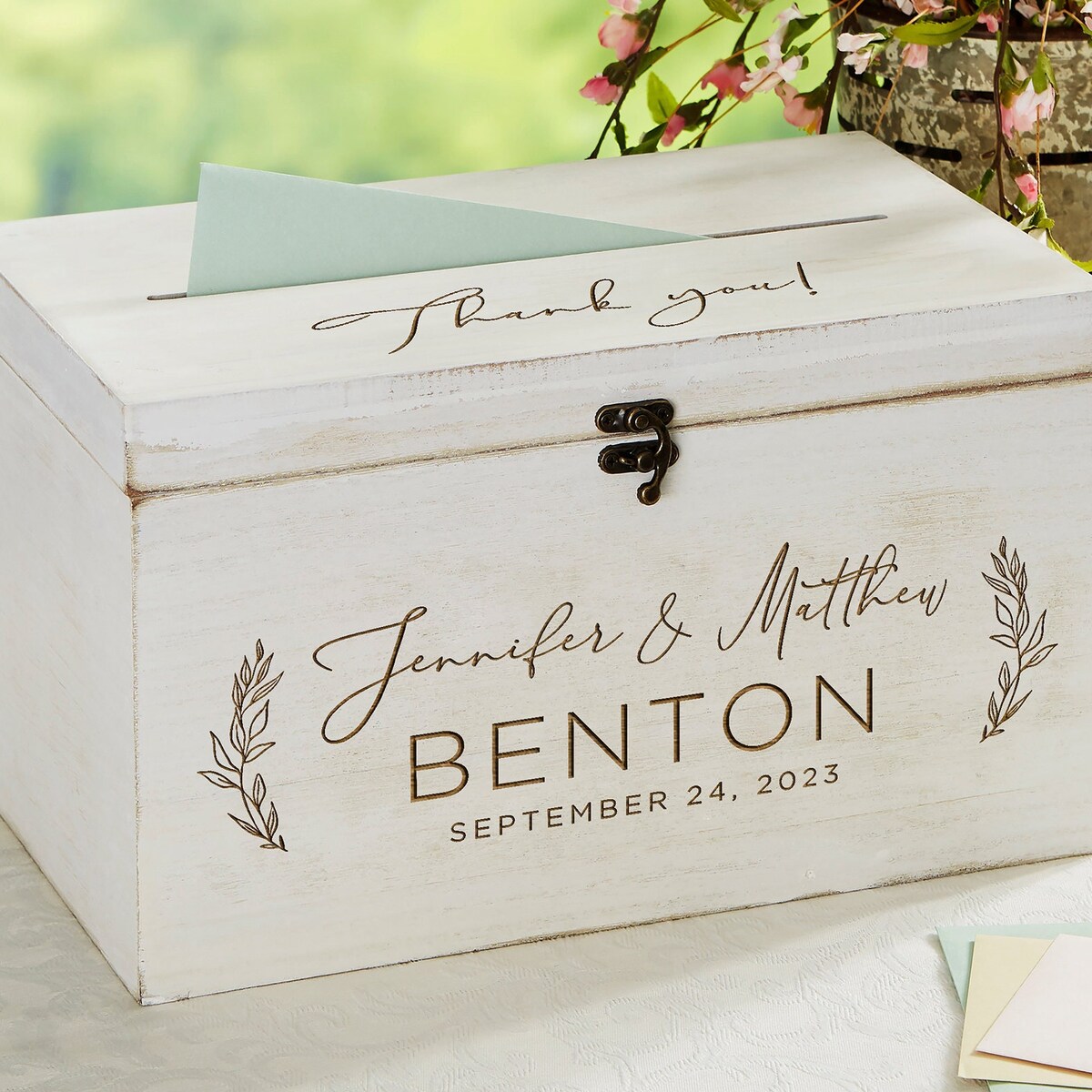 Personalized Engraved Wooden Wedding Keepsake/Card Box