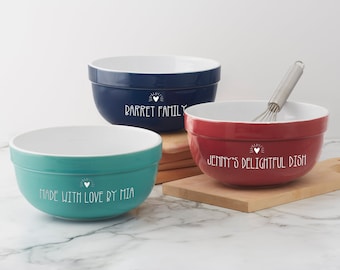 Made With Love Personalized Ceramic Serving Bowl, Housewarming Gifts, Custom Kitchen Gifts, Gifts for Mom, Mothers Day Gift