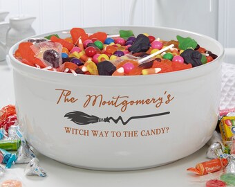 Family Broom Personalized Halloween Candy Bowl – Fall Decor – Candy Dish – Decorative Bowl – Halloween Candy Bowl – Home Decor