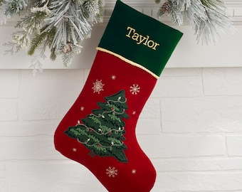 Traditional Christmas Tree Personalized Christmas Stockings, Personalized Stockings, Christmas Home Decor, Personalized Holiday Stockings