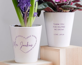 A Great Teacher Personalized Mini Flower Pot, Teacher Gifts, Teacher Appreciation, School Gifts, Gardening Gift, Custom Flower Pot