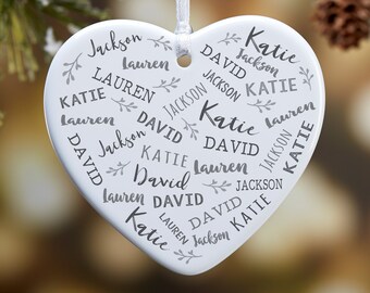 Farmhouse Heart Personalized Heart Ornament, Gifts for Her, Custom Christmas Ornaments, Family Ornaments, Christmas Decor