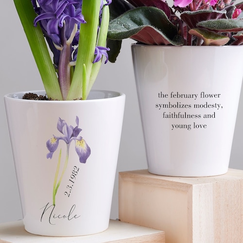 Birth Flower Personalized Mini Flower Pot Gifts for Her Etsy