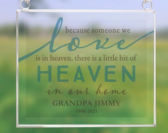 Heaven In Our Home Personalized Glass Suncatcher, Memorial Gift, Personalized Memorial Keepsake, Memorial Keepsake, Sympathy Gift, Memorial