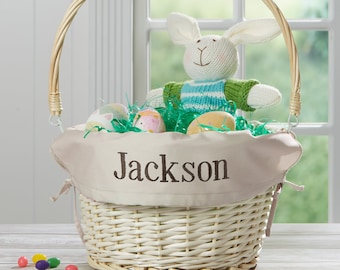 Personalized Natural Easter Basket with Liner, Easter Baskets, Easter Gifts, Easter Gifts for Kids, Personalized Easter Basket