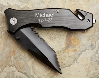 Survivor Personalized Lock-Back Knife – Gifts For Him – Groomsmen Gifts – Father's Day Gift – Personalized Knife – Engraved Knife