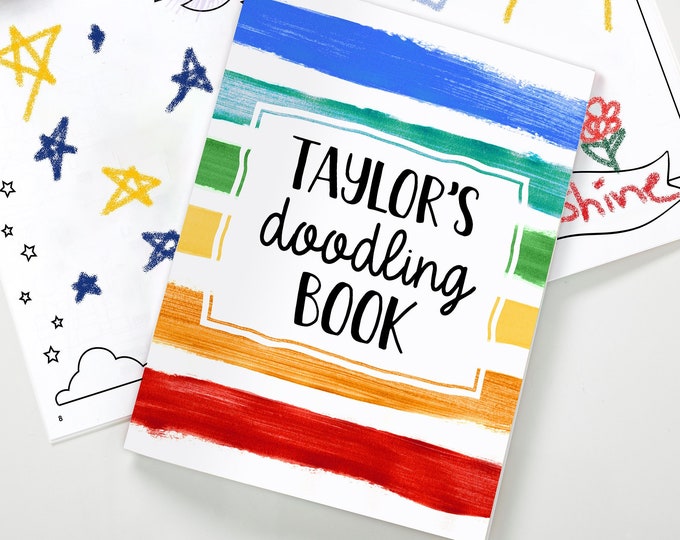 Personalized Kids Coloring Book & Crayon Set – Doodling Activity Book – Creative Drawing Fun