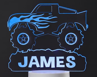 Monster Truck Personalized LED Sign, Kids Gift, Kids Decor, Night Lights, Room Decor, Monster Truck Personalized Name Light, Lighting